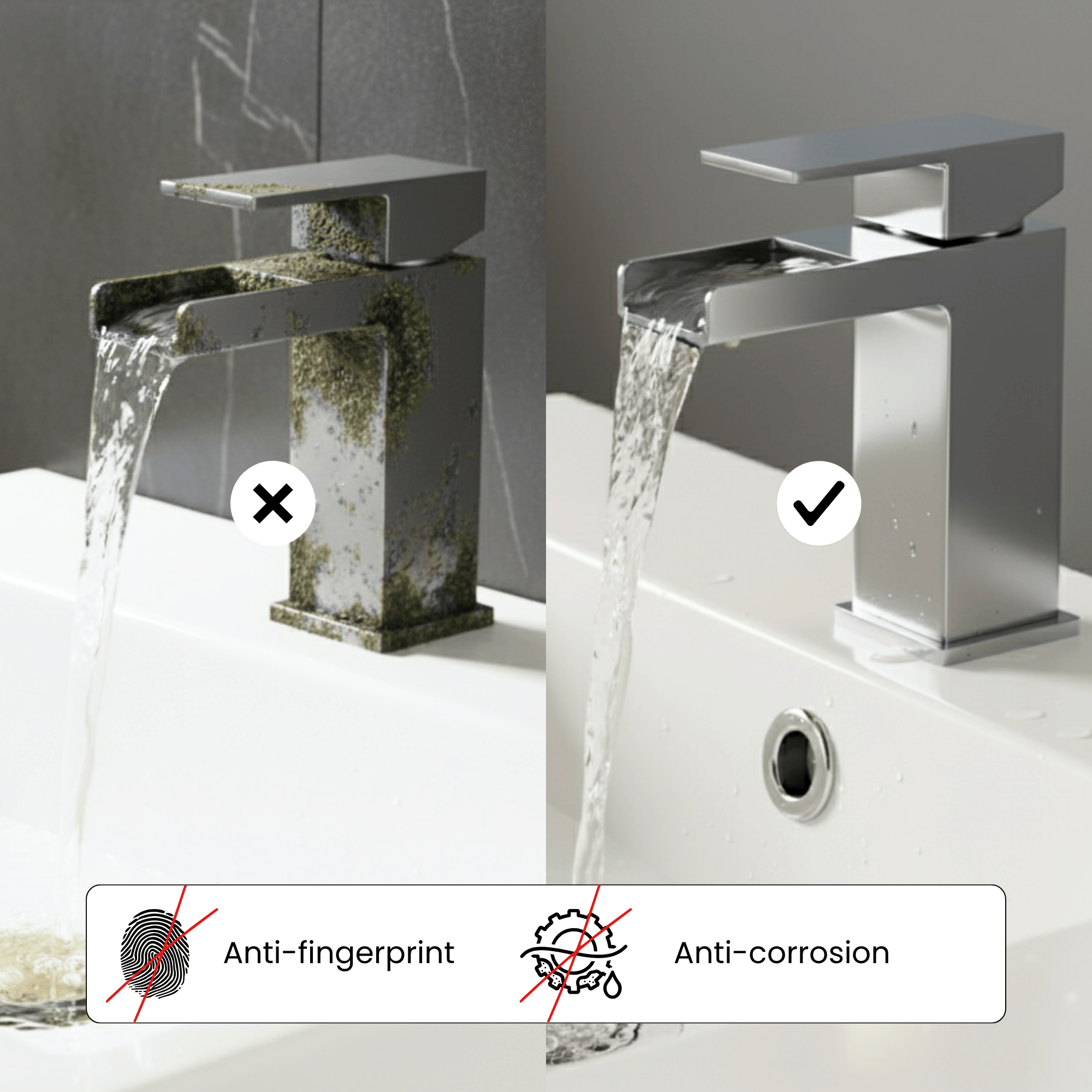 ARKO Waterfall Basin Mixer Tap, Bath Filler & Thermostatic Mixer Shower Set with Bath Waste – Chrome