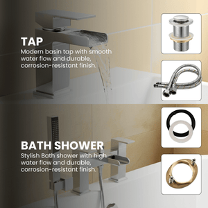 ARKO Waterfall Bath Shower & Basin Mixer Tap Set – Chrome