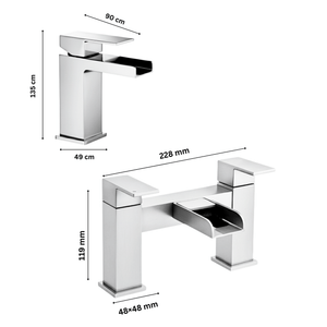 ARKO Waterfall Bath Filler & Hand Shower Set – Chrome