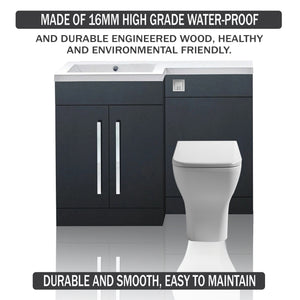 Arko Tana 1100mm Bathroom Vanity Unit Set Basin Sink Toilet WC Right Hand Furniture Storage - Anthracite