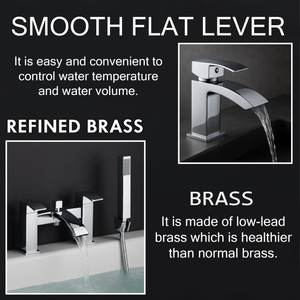Arko Vista Basin Mixer Tap & Bath Shower Set with Bath Waste – Chrome