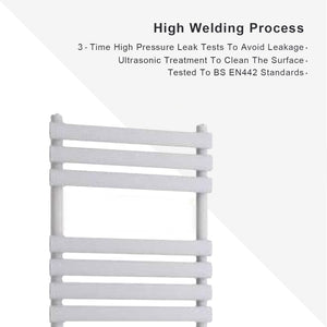 Arko Heated Towel Rail – 500 x 800mm – Straight Bars –White