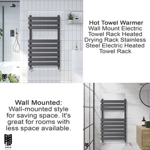Arko Heated Towel Rail – 500 x 800mm – Straight Bars – Black