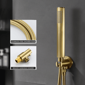 ARKO Round Concealed Thermostatic Shower Mixer 2 Dial Twin Head with Valve, Handset & Shower Waste – Brass