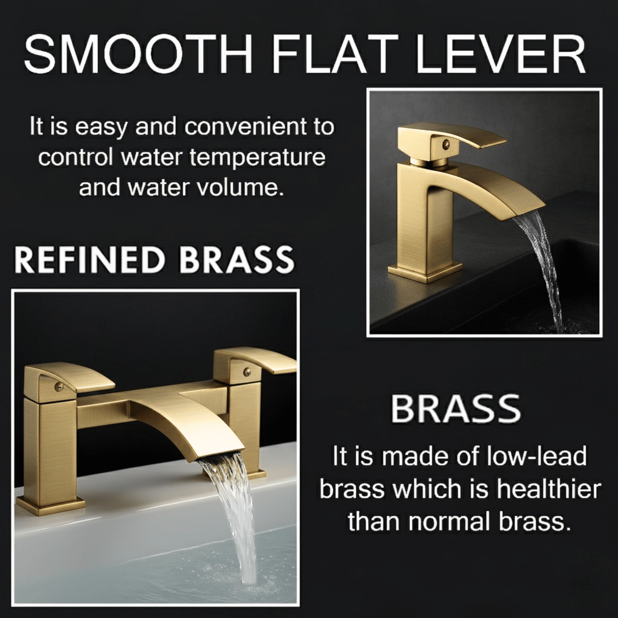 Arko Vista Bath and Basin Mixer Tap with Bath Waste Set - Brass