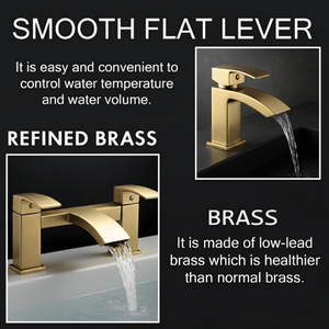 Arko Vista Bath and Basin Mixer Tap with Bath Waste Set - Brass