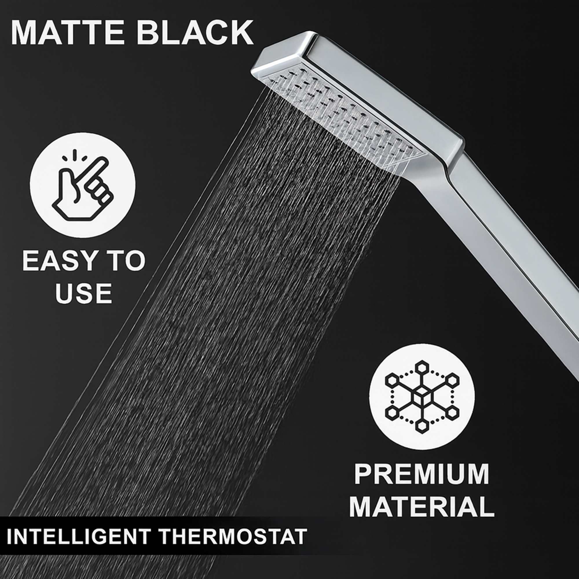 Arko Thermostatic Shower Mixer with Adjustable Riser Kit Exposed Square Shower – Chrome