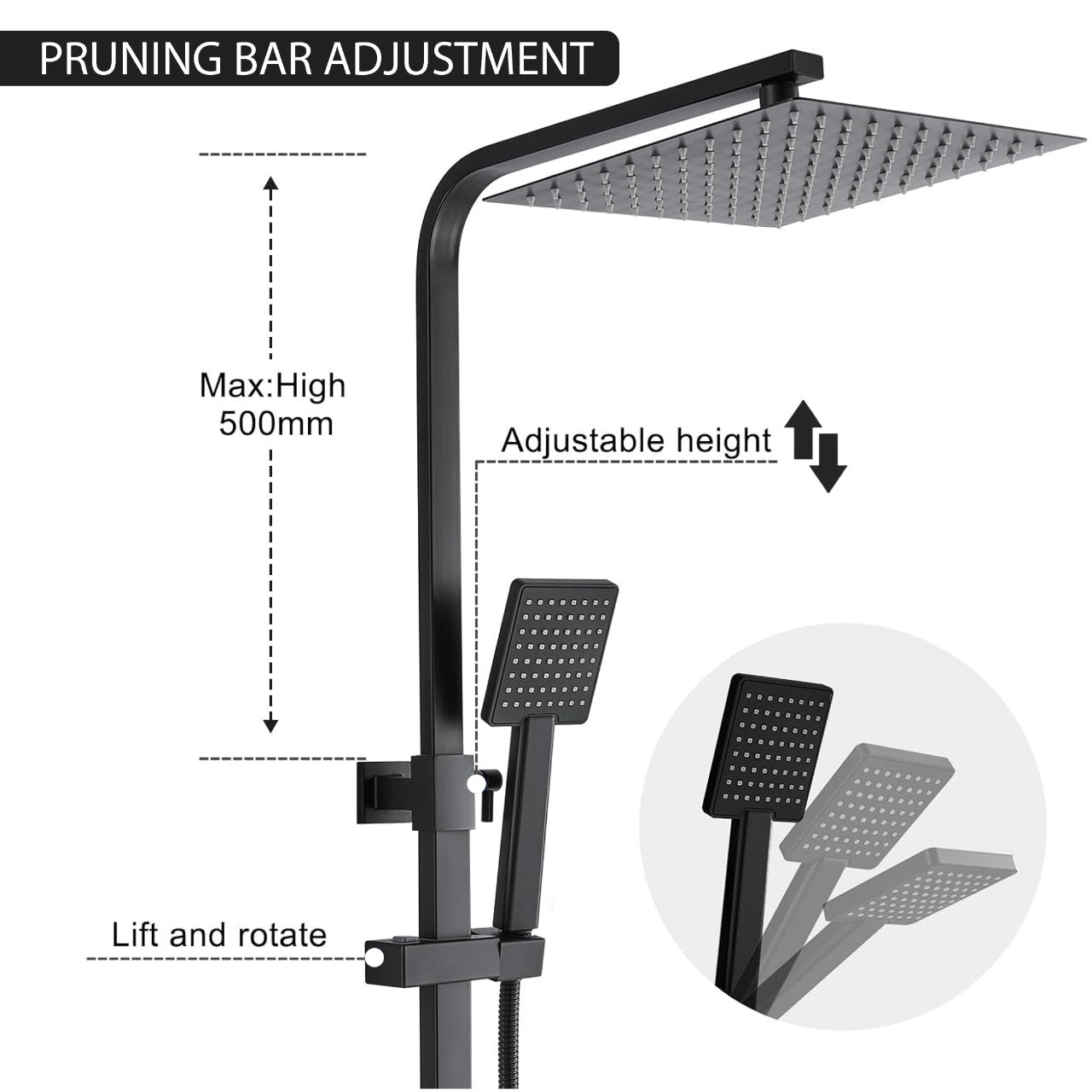 Arko Bathroom Waterfall Mixer Shower & Basin Mixer Tap Sets with Bath Shower Waste – Black