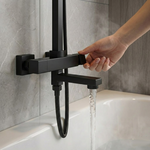 Arko Modern Square Thermostatic Shower  with Filler – Matte Black