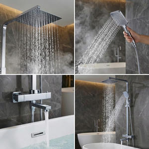 Arko Modern Square Thermostatic Shower  with Filler – Chrome