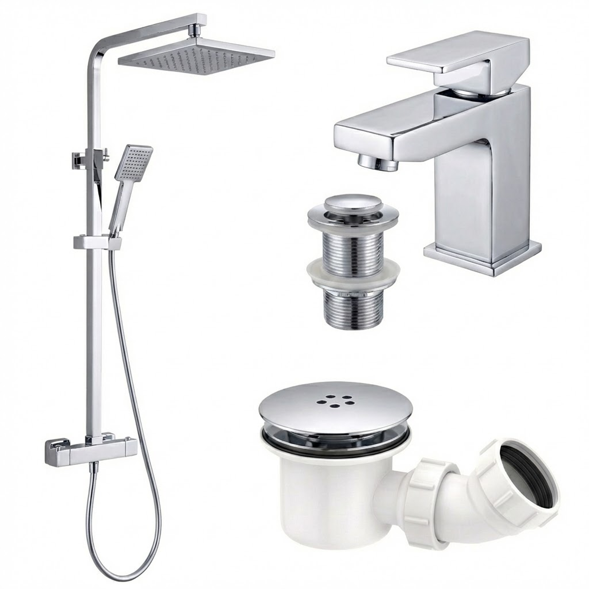 Arko Bathroom Verda Mixer Shower & Basin Mixer Tap Sets with Bath Shower Waste – Chrome