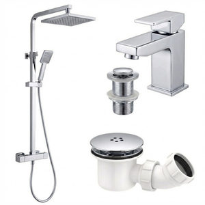 Arko Bathroom Verda Mixer Shower & Basin Mixer Tap Sets with Bath Shower Waste – Chrome