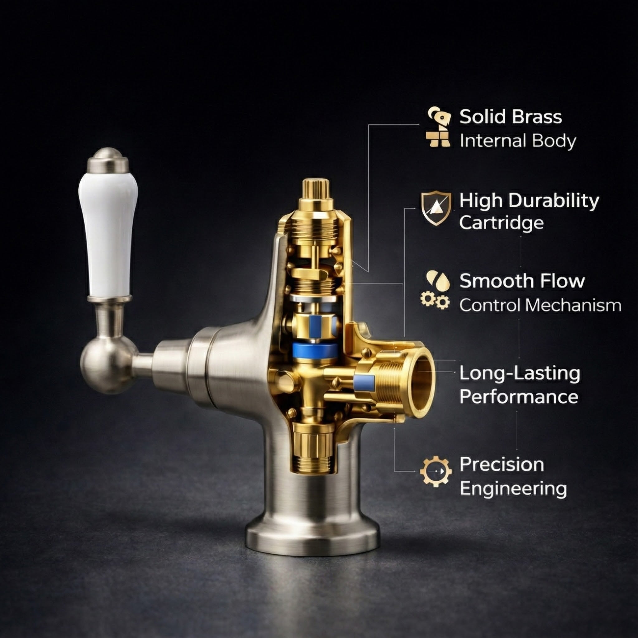 Arko Harrogate Twin Lever Kitchen Sink Mixer Tap Swivel Spout - Brushed Nickel