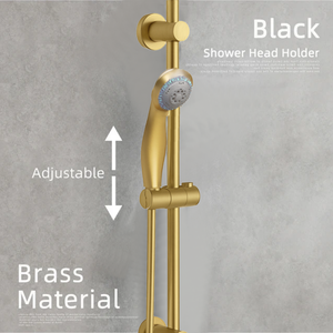 Arko Thermostatic Shower Mixer with Adjustable Riser Kit Exposed Round Shower – Brass