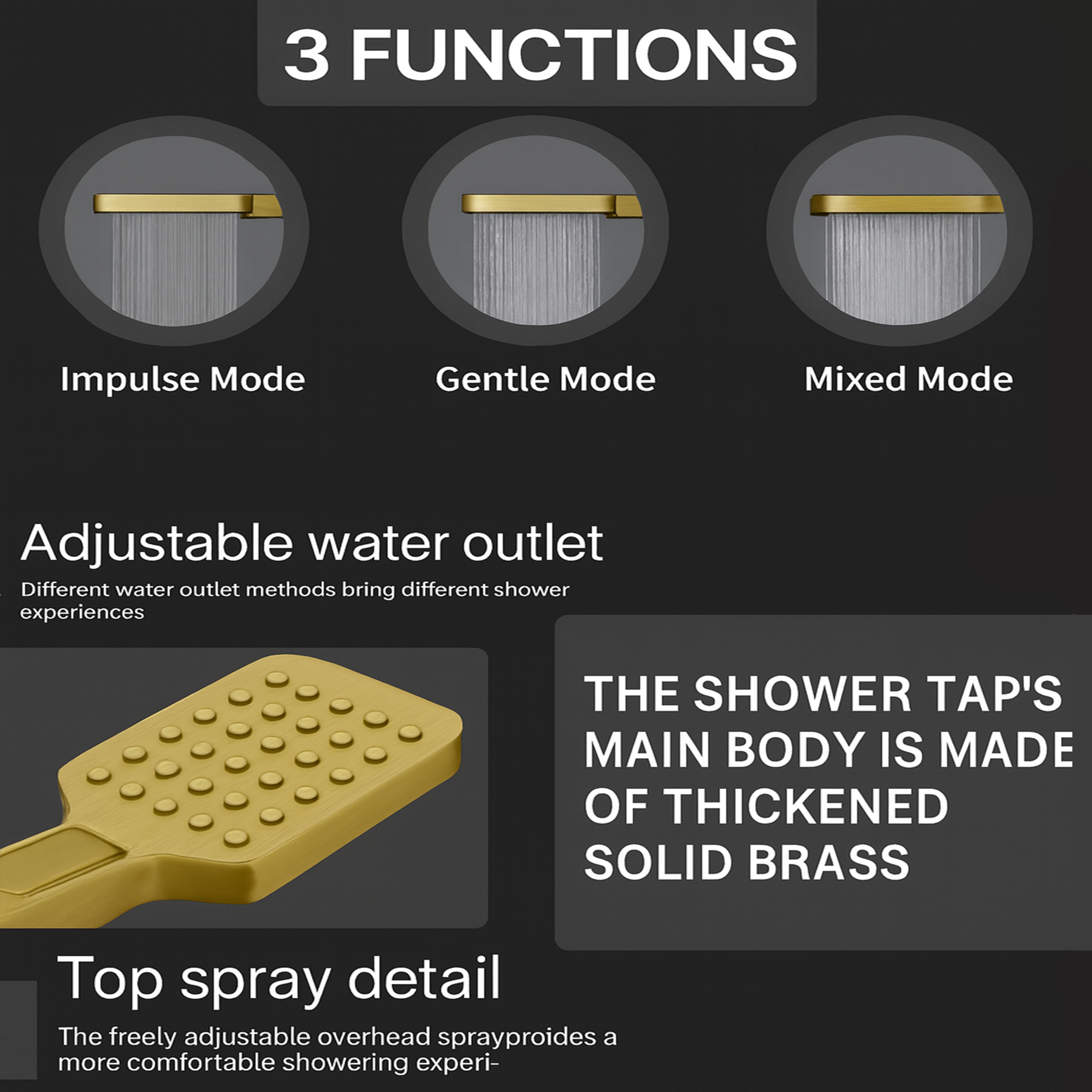 Arko Thermostatic Shower Mixer with Adjustable Riser Kit Exposed Square Shower – Brass