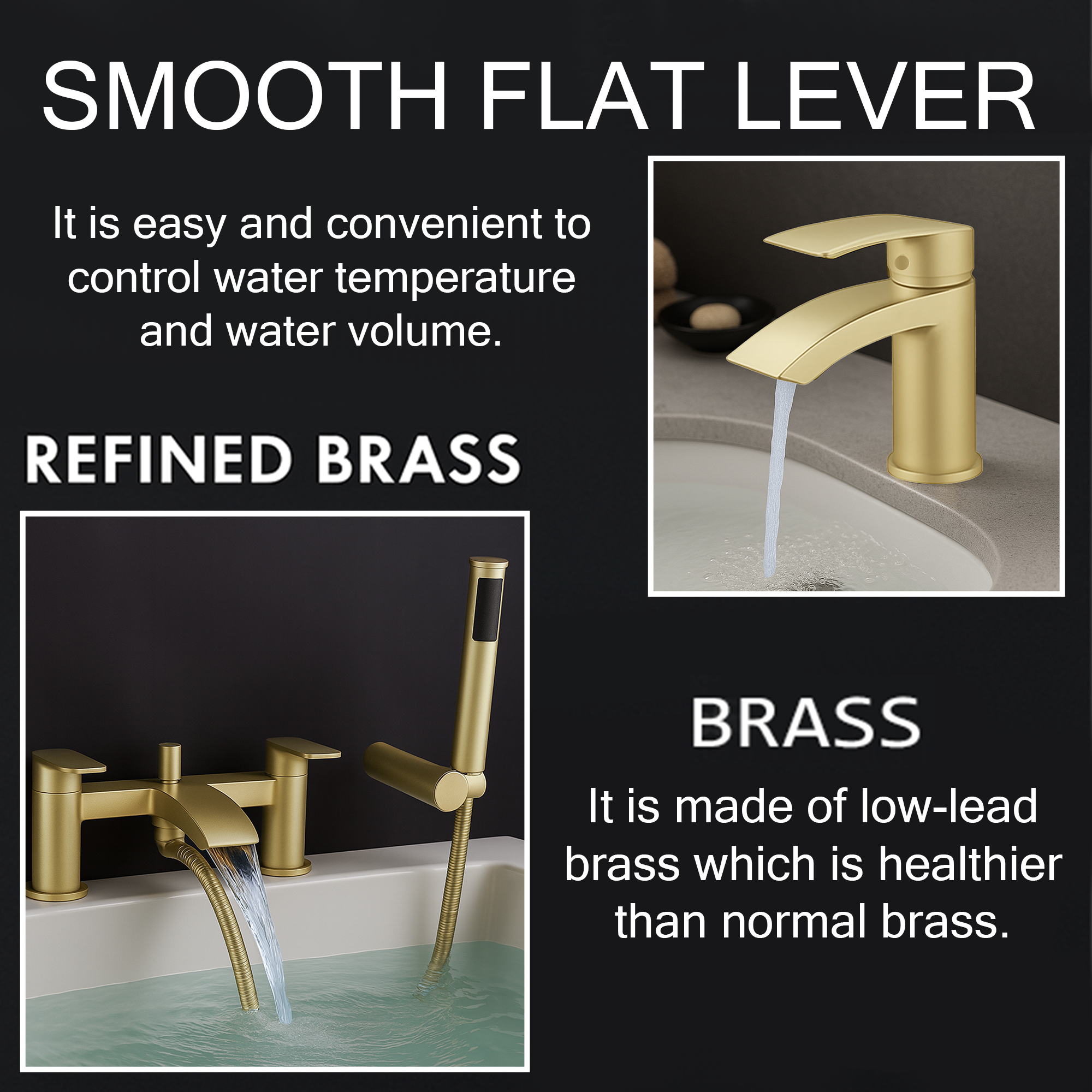 ARKO Capri Bath Shower & Basin Mixer Tap Set – Brass Finish