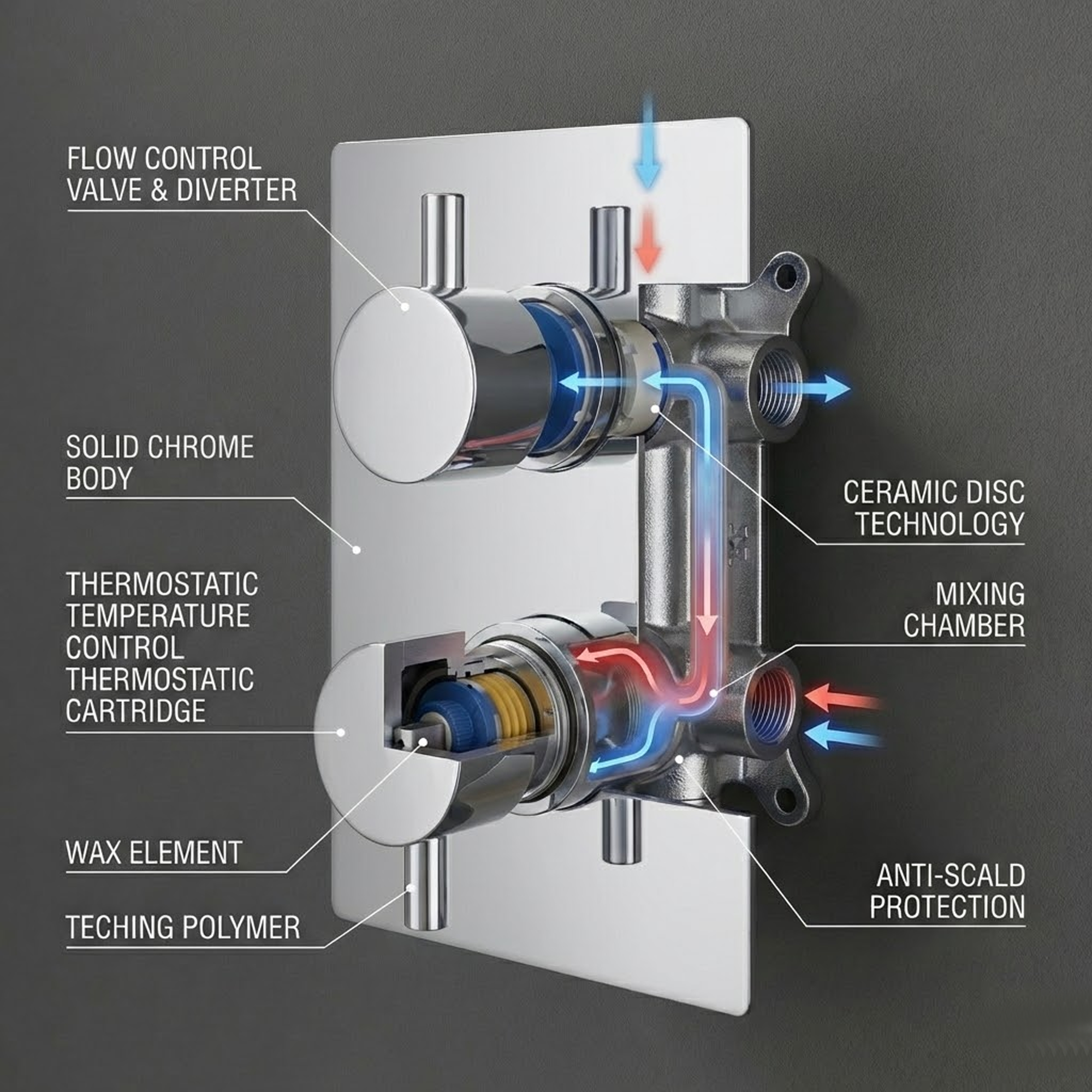 Chrome Round Concealed Thermostatic Shower Pack with Head + Handset