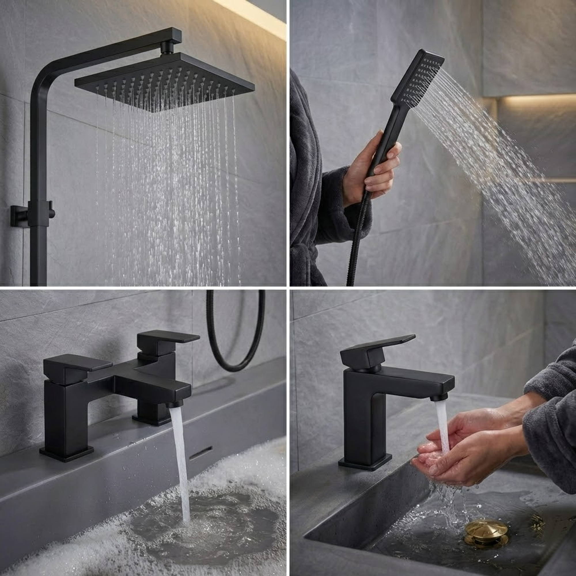 ARKO Verda Bath Filler & Mixer Shower Set – Black