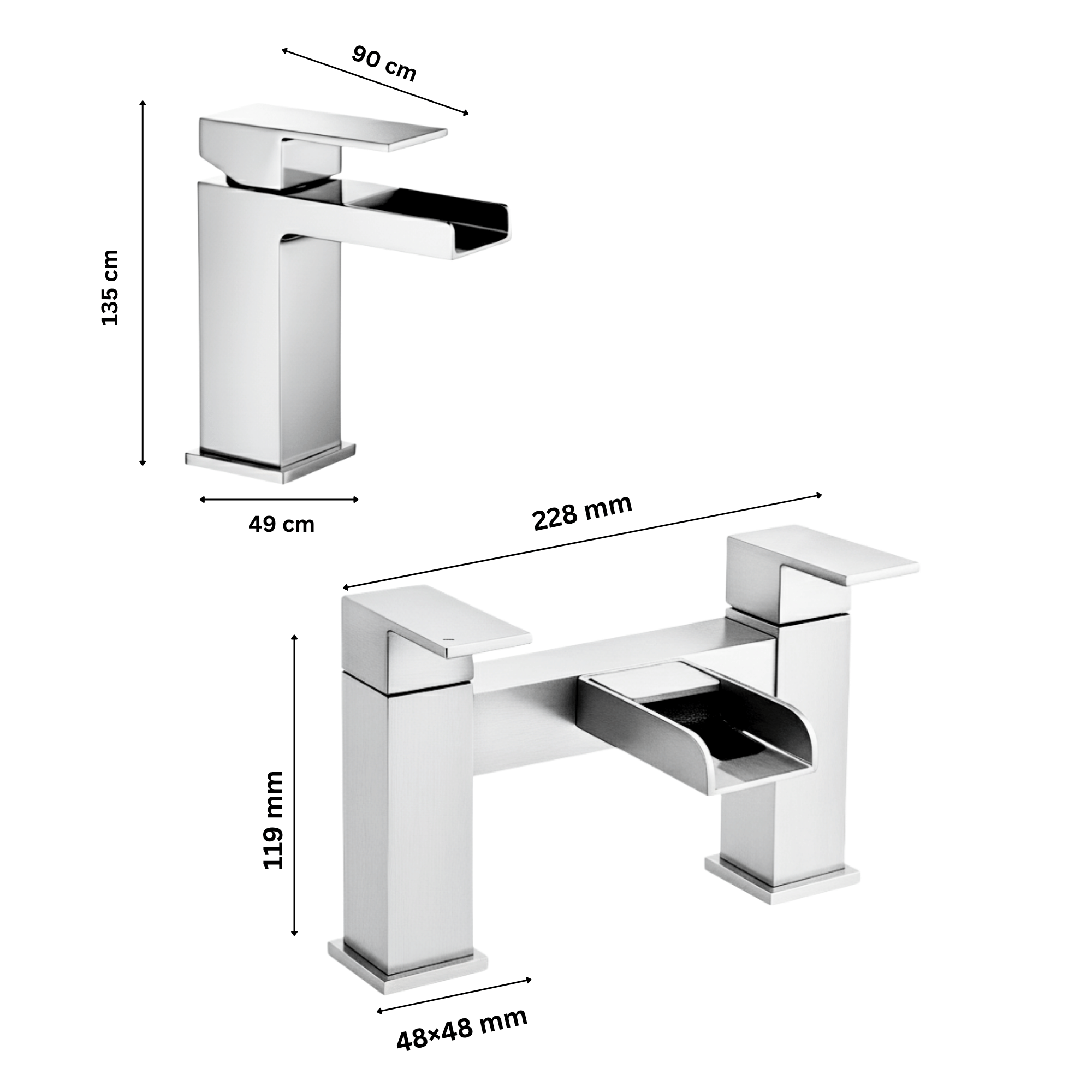 ARKO Waterfall Bath Filler & Mixer Shower Set – Chrome