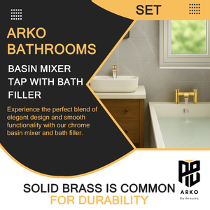 ARKO Capri Brass Bath & Basin Mixer Tap Set – Brass Finish