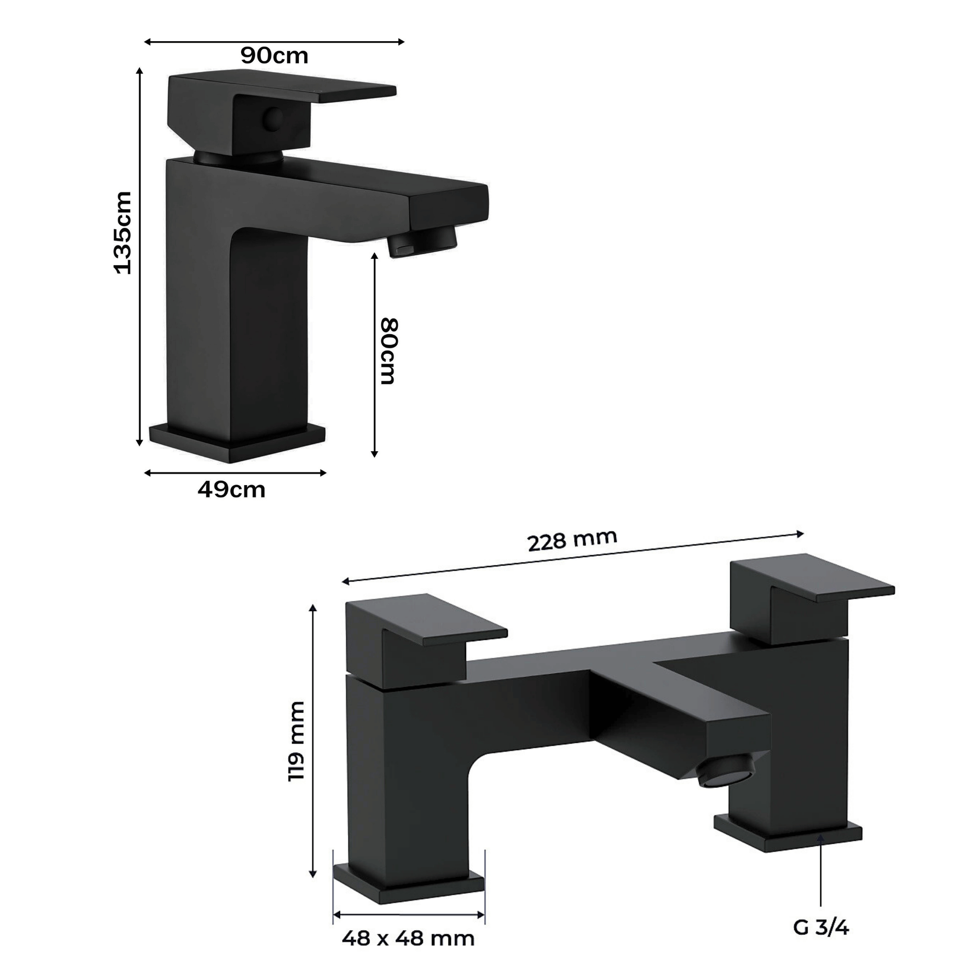 ARKO Verda Bath Filler & Hand Shower Set – Black