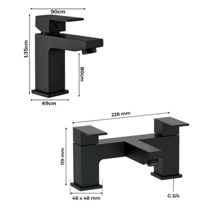 ARKO Verda Bath Filler & Hand Shower Set – Black