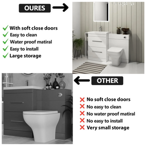 Arko 600mm Vanity Unit Bathroom Furniture Set with Basin, Concealed Toilet Pan & Soft-Close Seat – White