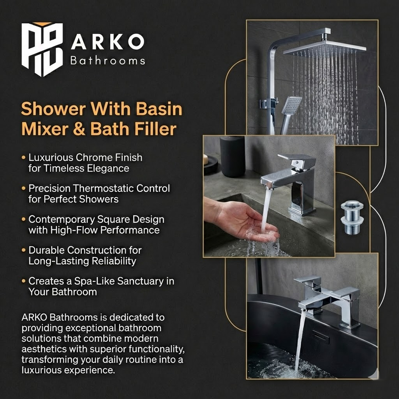 ARKO Verda Bath Filler & Mixer Shower Set – Chrome
