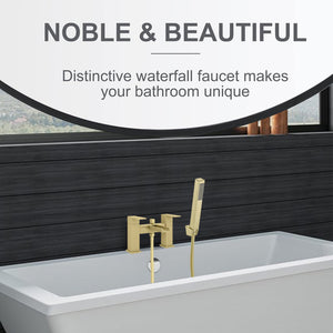 Waterfall Bath Shower Mixer with Shower Kit – Brushed Brass