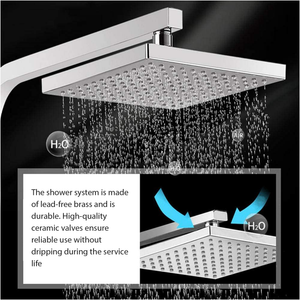 ARKO Bathroom Square Thermostatic Mixer Shower with Riser Rail, Shower Waste & Twin head - Chrome