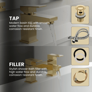 ARKO Verda Brass Bath & Basin Mixer Tap Set – BRASS