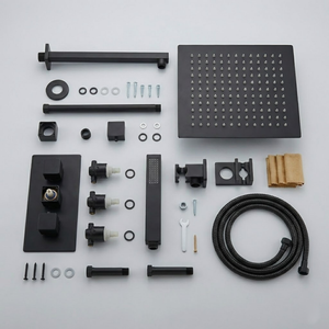 Square Concealed Thermostatic Shower System with Overhead & Handheld Options - Matt Black