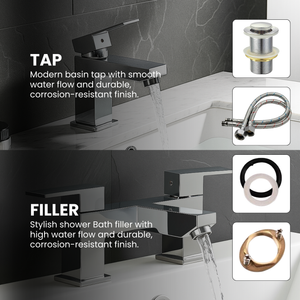 ARKO Verda Brass Bath & Basin Mixer Tap Set – Chrome