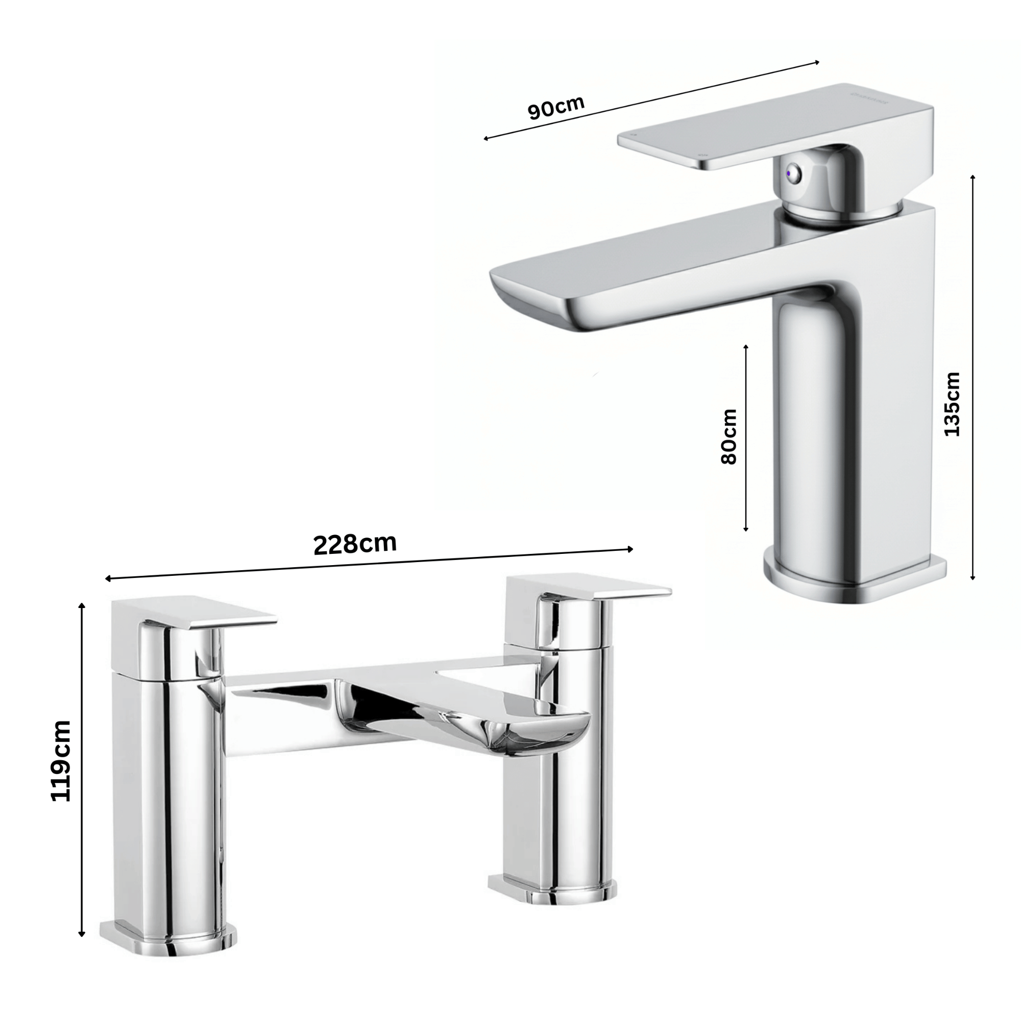 ARKO Bath and Basin Tap Set Waterfall Mixer Taps with Pop-Up Waste – Chrome