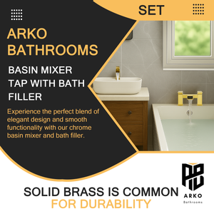 ARKO Waterfall Bath & Basin Mixer Tap Set – Brass Finish