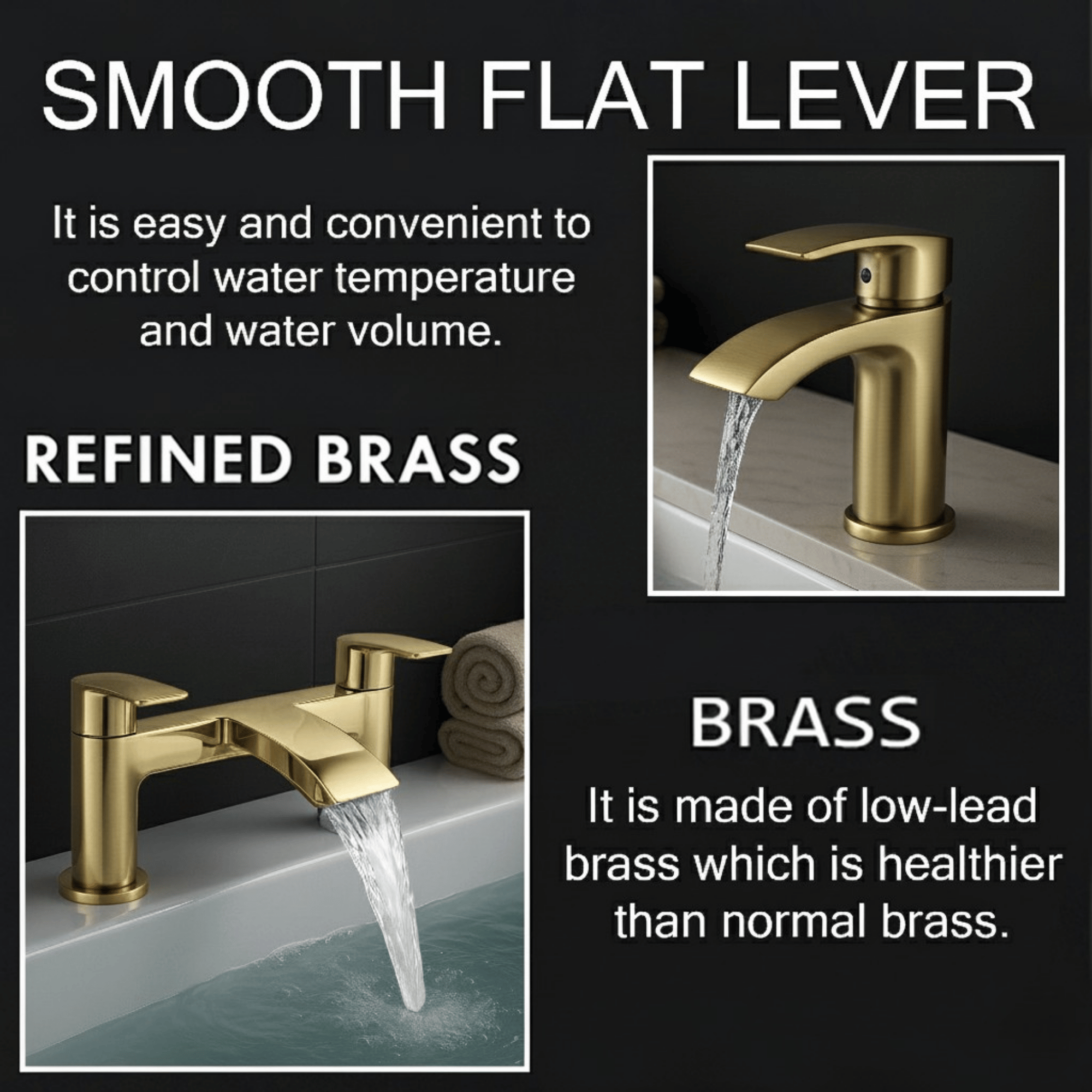Arko Capri Bath and Basin Mixer Tap with Bath Waste Set - Brass