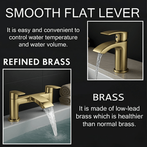 Arko Capri Bath and Basin Mixer Tap with Bath Waste Set - Brass