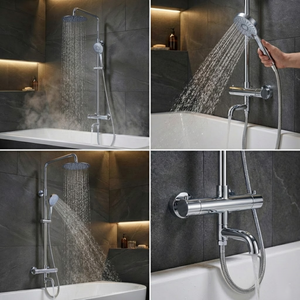 Arko Modern Round Thermostatic Shower with Filler – Chrome
