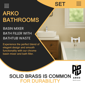 Arko Vista Bath and Basin Mixer Tap with Bath Waste Set - Chrome