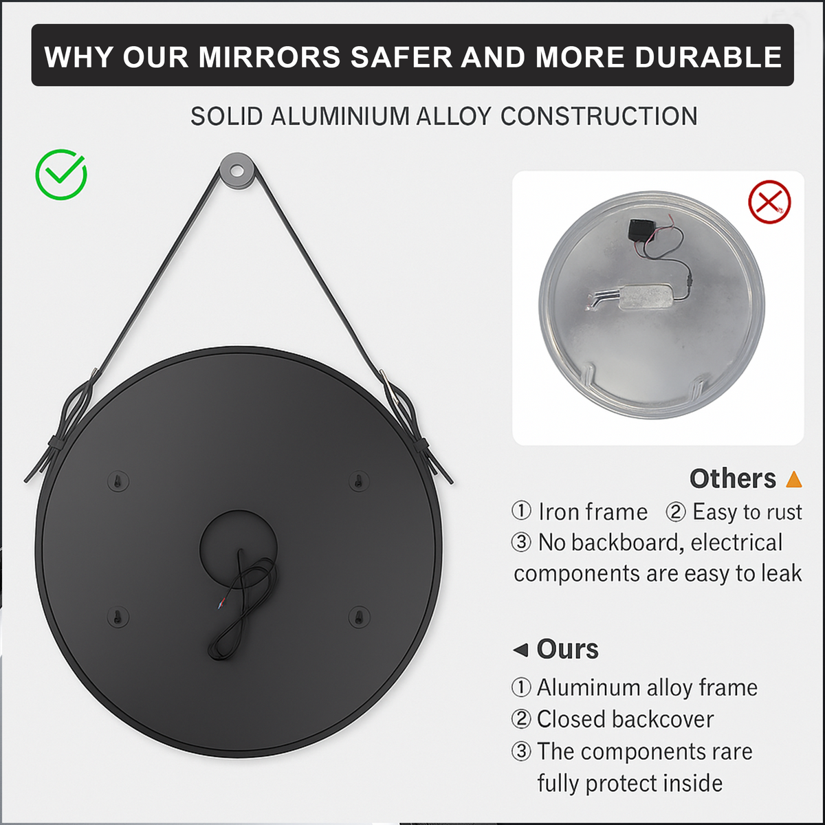 Arko 600x600mm Round LED Bathroom Mirror – Wall Mounted Illuminated Va ...