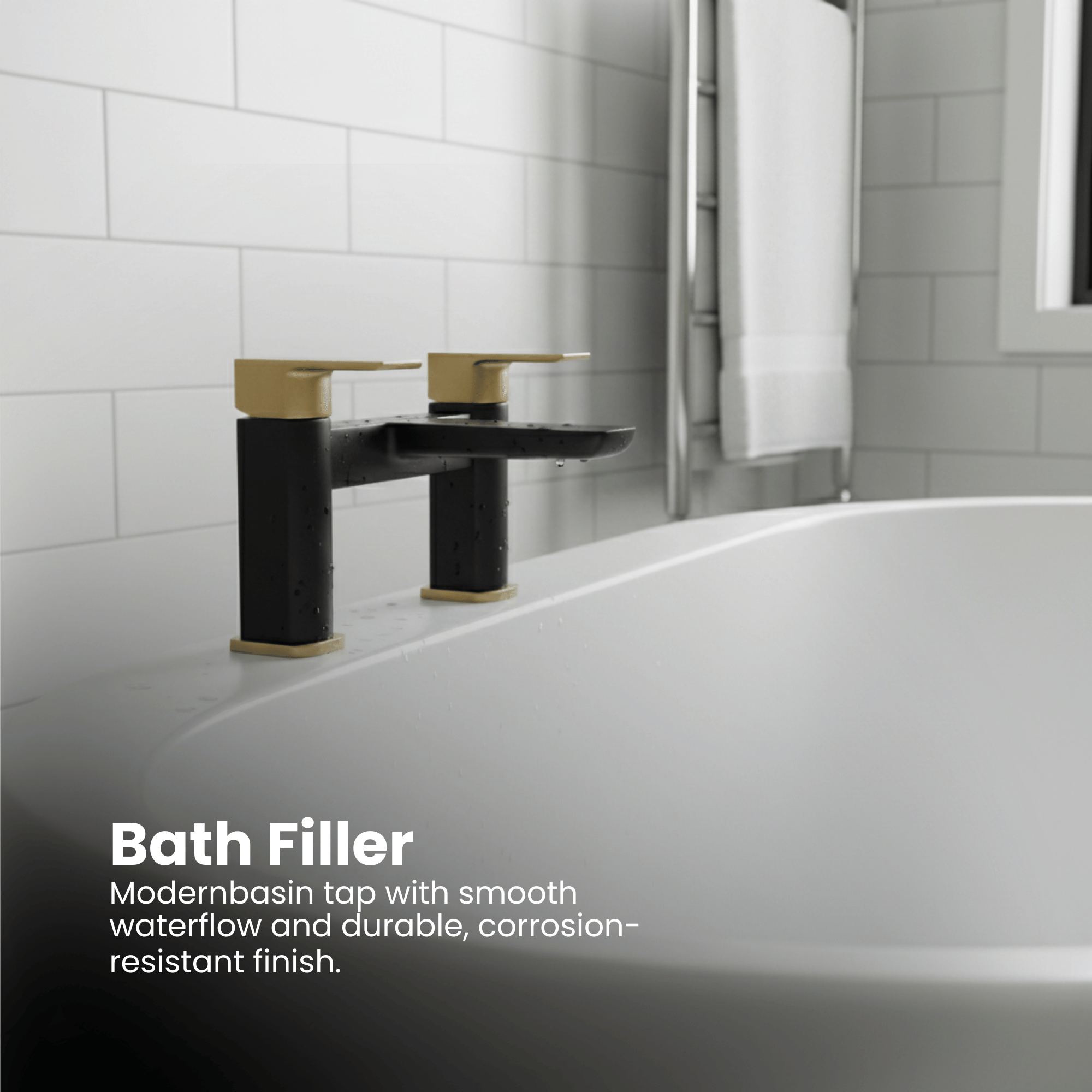 ARKO bath mixer tap, Thermostatic Bath Mixer Tap - BLACK & BRASS