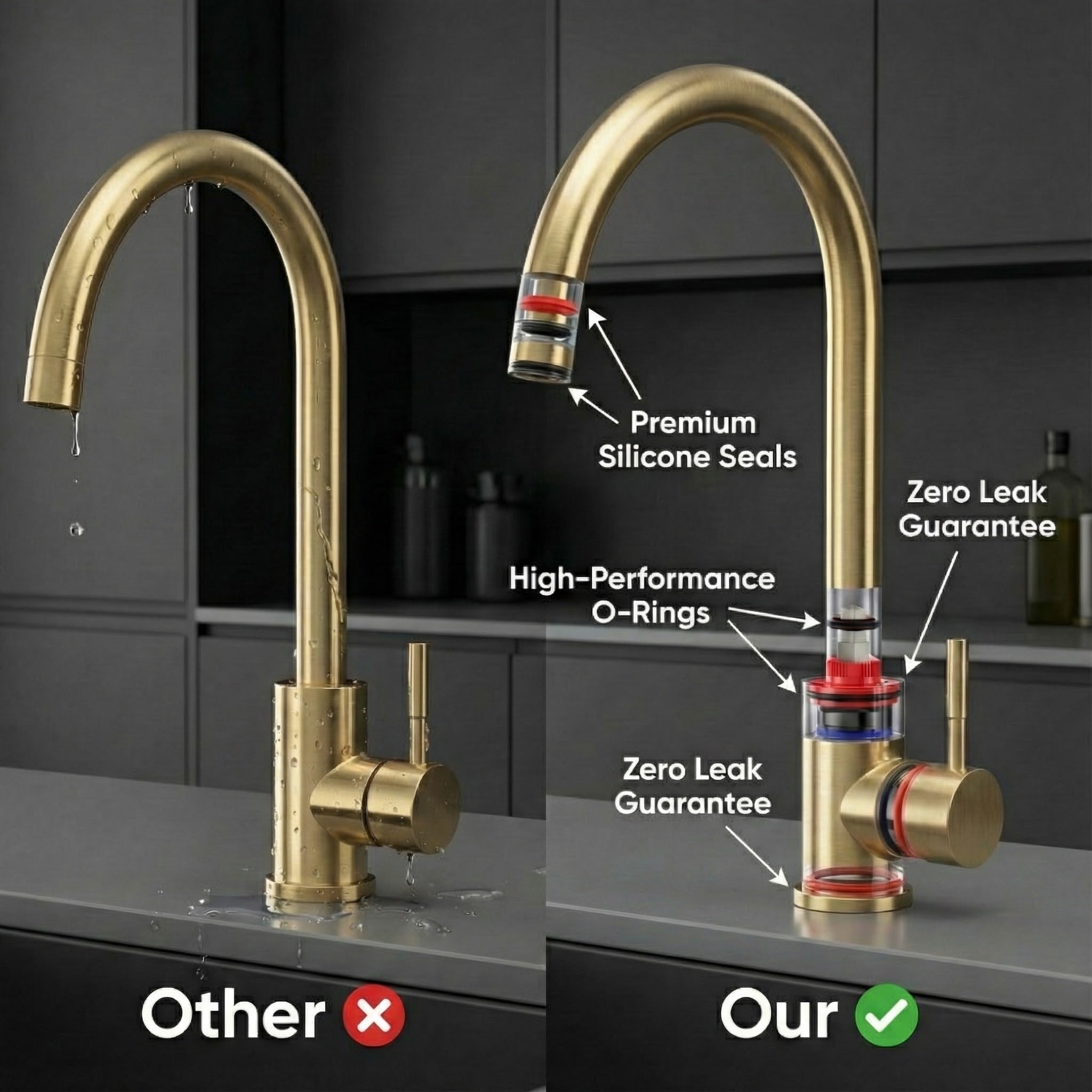 Arko Manhattan Single Lever Kitchen Sink Mixer Tap Swivel Spout - Brass