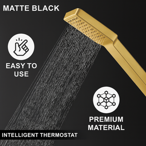 Arko Thermostatic Shower Mixer with Adjustable Riser Kit Exposed Square Shower – Brass