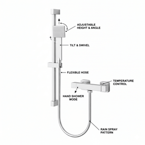 ARKO Waterfall Bath Filler & Hand Shower Set – Chrome