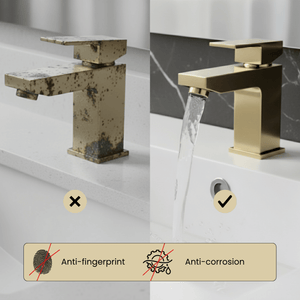 ARKO Verda Basin Mixer Tap, Bath Filler & Handheld Shower Set with Bath Waste – Brass
