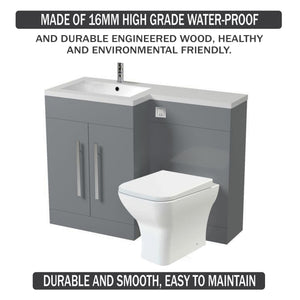 Arko Tana 1100mm Bathroom Vanity Unit Set Basin Sink Toilet WC Right Hand Furniture Storage - Grey