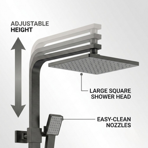 Arko Modern Square Thermostatic Shower – Gunmetal