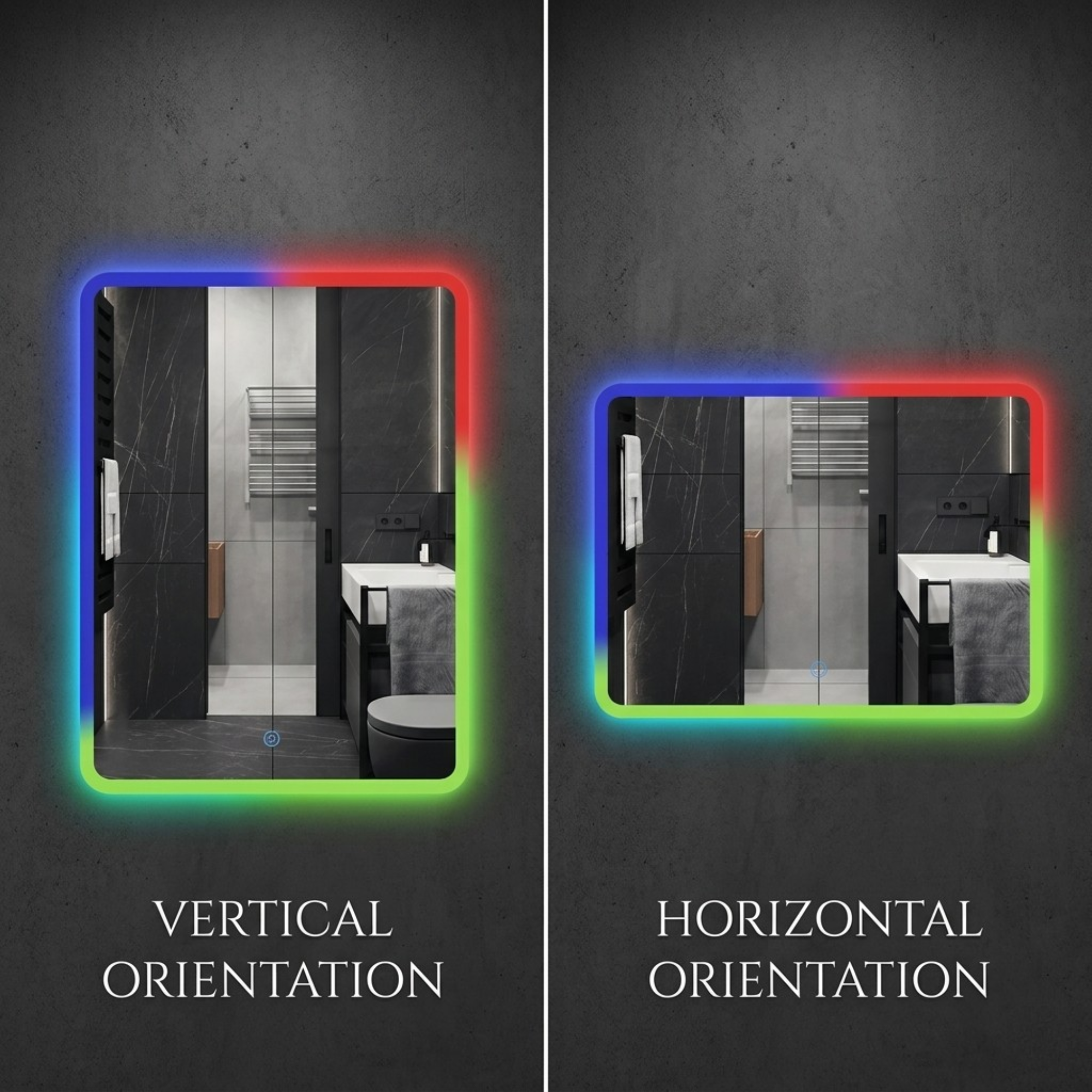 Arko Bathroom Mirror with RGB Lights 500x700mm - Wall Mounted Vanity Mirror