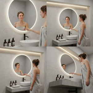 Arko Bathroom Mirror with LED Lights 600x600mm - Wall Mounted Vanity Large Round Mirror - Illuminated LED mirror
