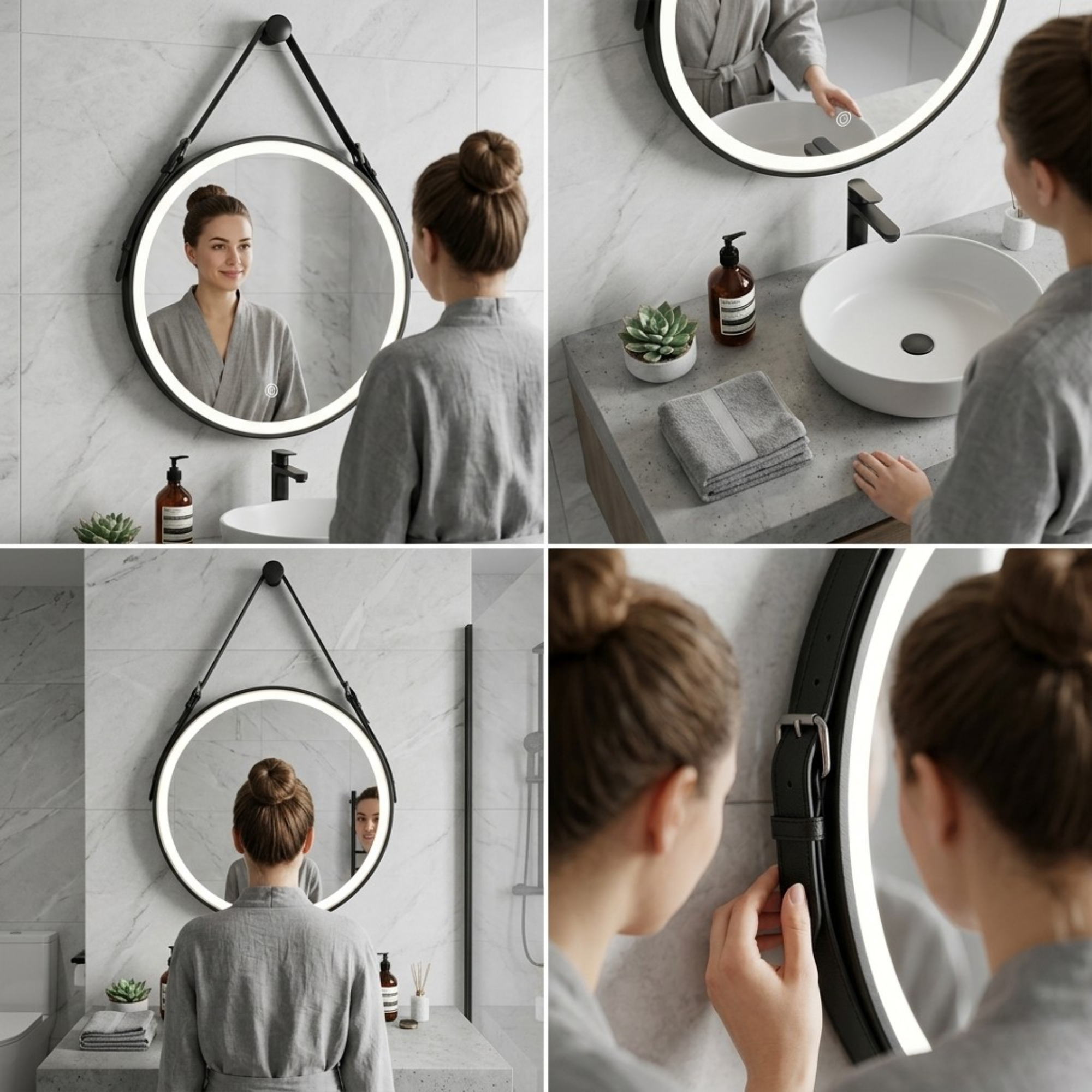 Arko 600x600mm Round LED Bathroom Mirror – Wall Mounted Illuminated Vanity Mirror